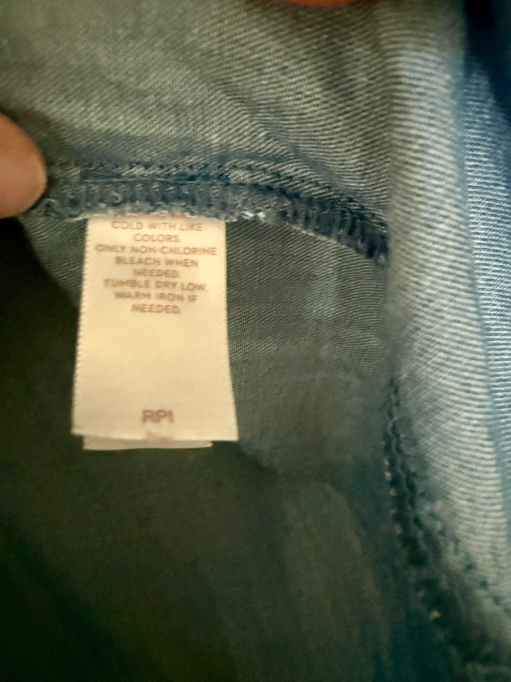 LC Lauren Conrad Chambray Blue Button-Front Tie Hem Shirt - Picture 6 of 6